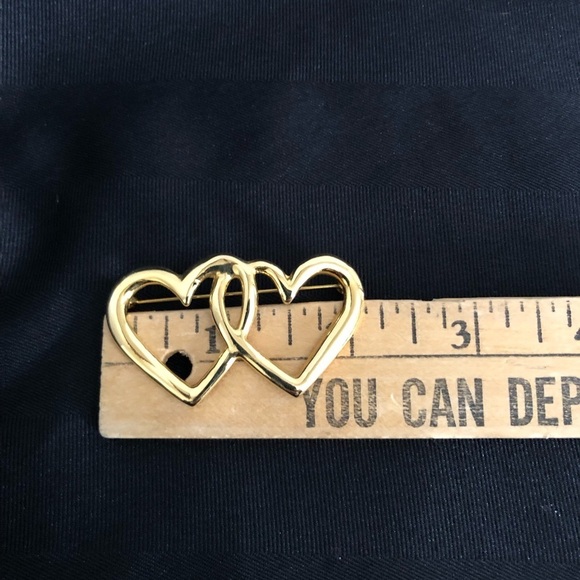 Vtg Double Heart Brooch - Picture 8 of 10